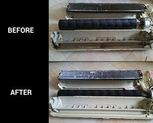 Before and after aircon service